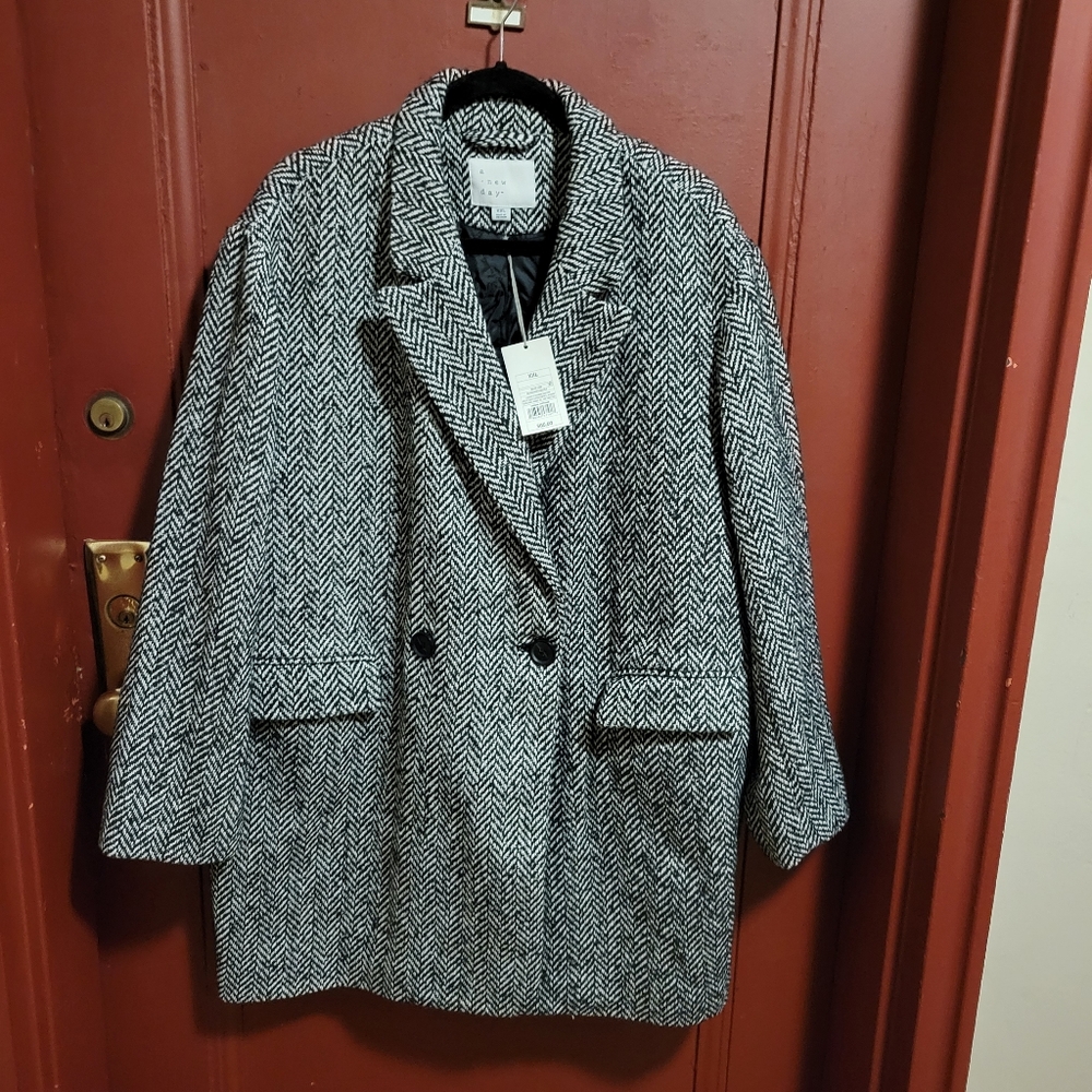 A NEW DAY WOMEN'S BLACK & WHITE TOP OVER COAT SIZE XXL